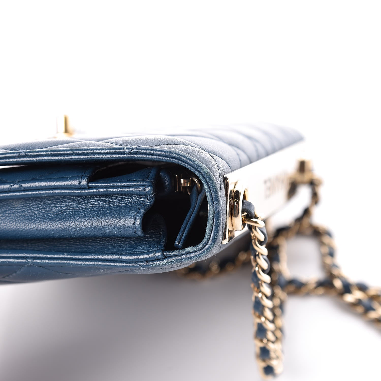 Chanel Lambskin Quilted Trendy CC Wallet On Chain WOC Blue 23 of 27