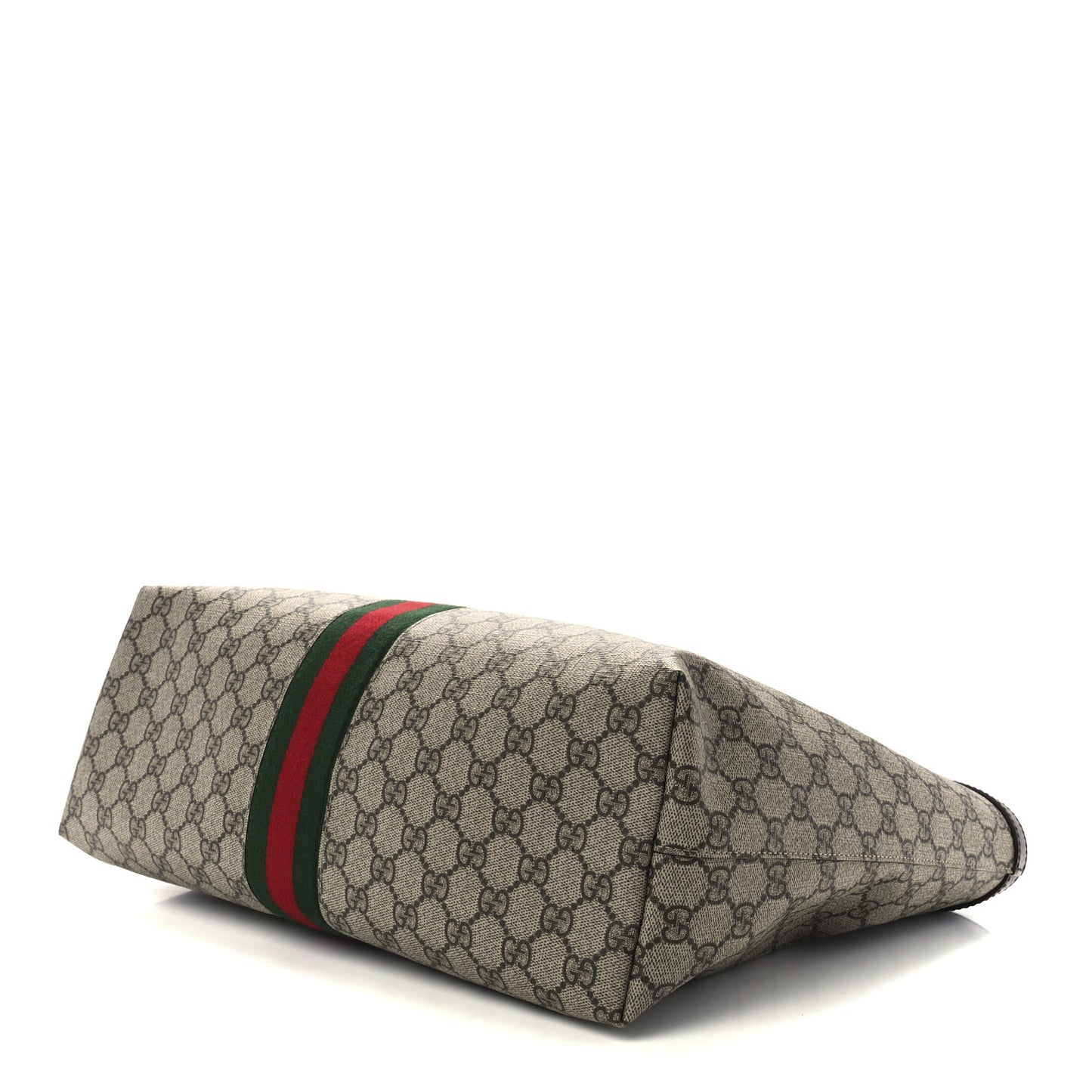 GG Supreme Monogram Textured Calfskin Web Medium Ophidia Shopping Tote Beige Ebony New Acero