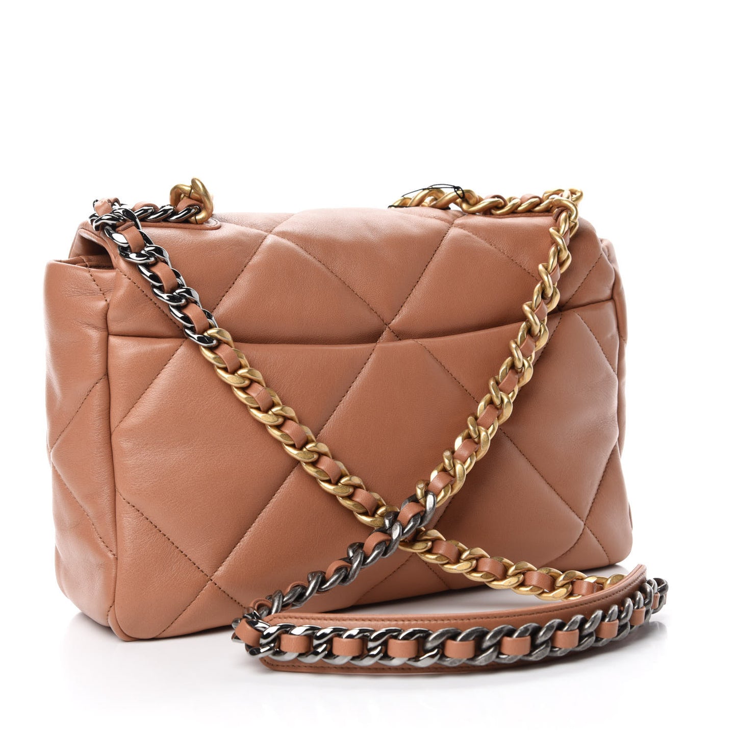 Lambskin Quilted Large Chanel 19 Flap Brown