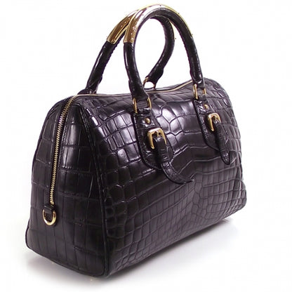 Prada Gold Plated Crocodile Bowler 3 of 12