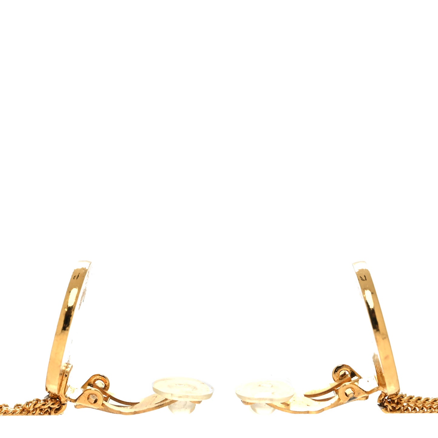 CC Quilted Flap Bag Drop Clip On Earrings Gold