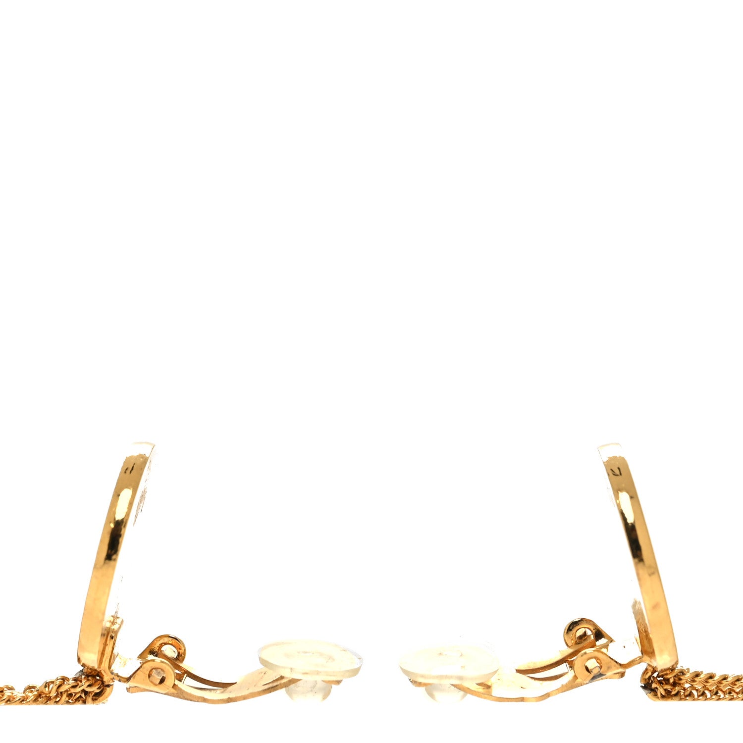 Chanel CC Quilted Flap Bag Drop Clip On Earrings Gold 3 of 5