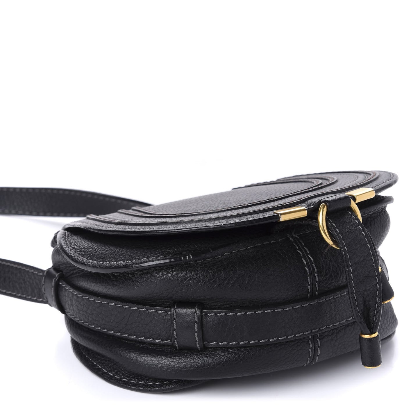 Calfskin Mini Marcie Round Crossbody Bag Black