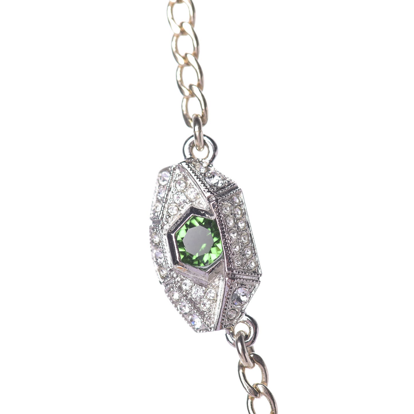 Crystal Heart Eye CC Pendant Necklace Gold Silver