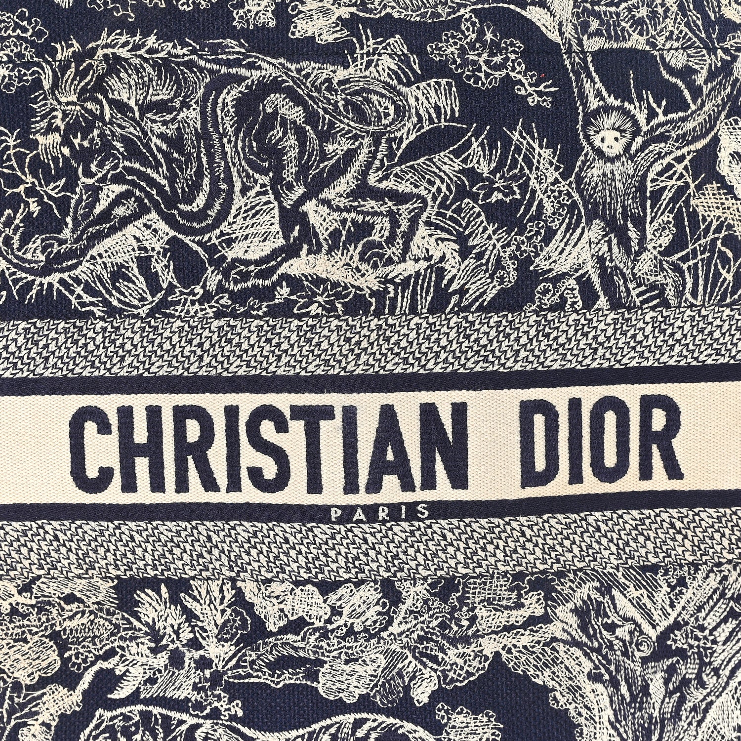 Christian Dior Canvas Embroidered Large Dioriviera Toile De Jouy Reverse Book Tote Blue 8 of 10