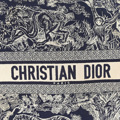 Christian Dior Canvas Embroidered Large Dioriviera Toile De Jouy Reverse Book Tote Blue 8 of 10