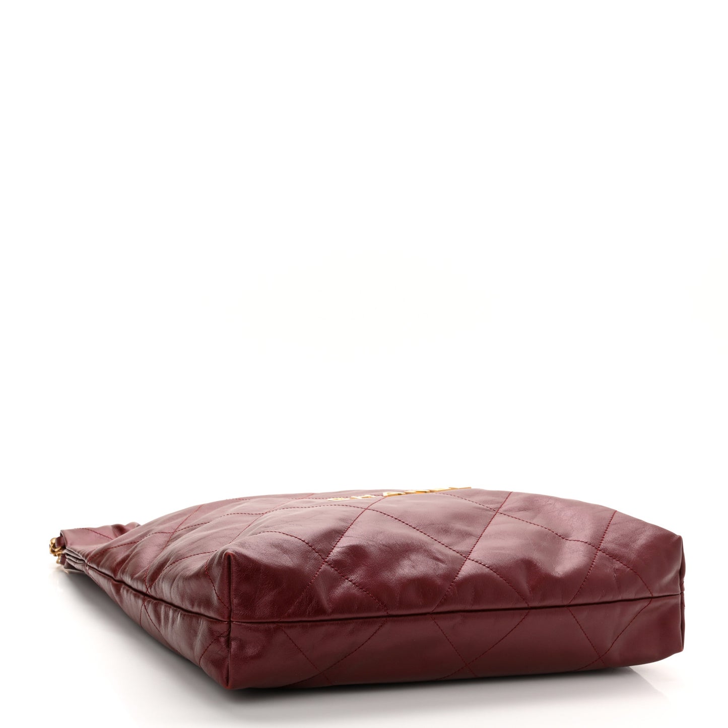 Metallic Calfskin Quilted Chanel 22 Burgundy