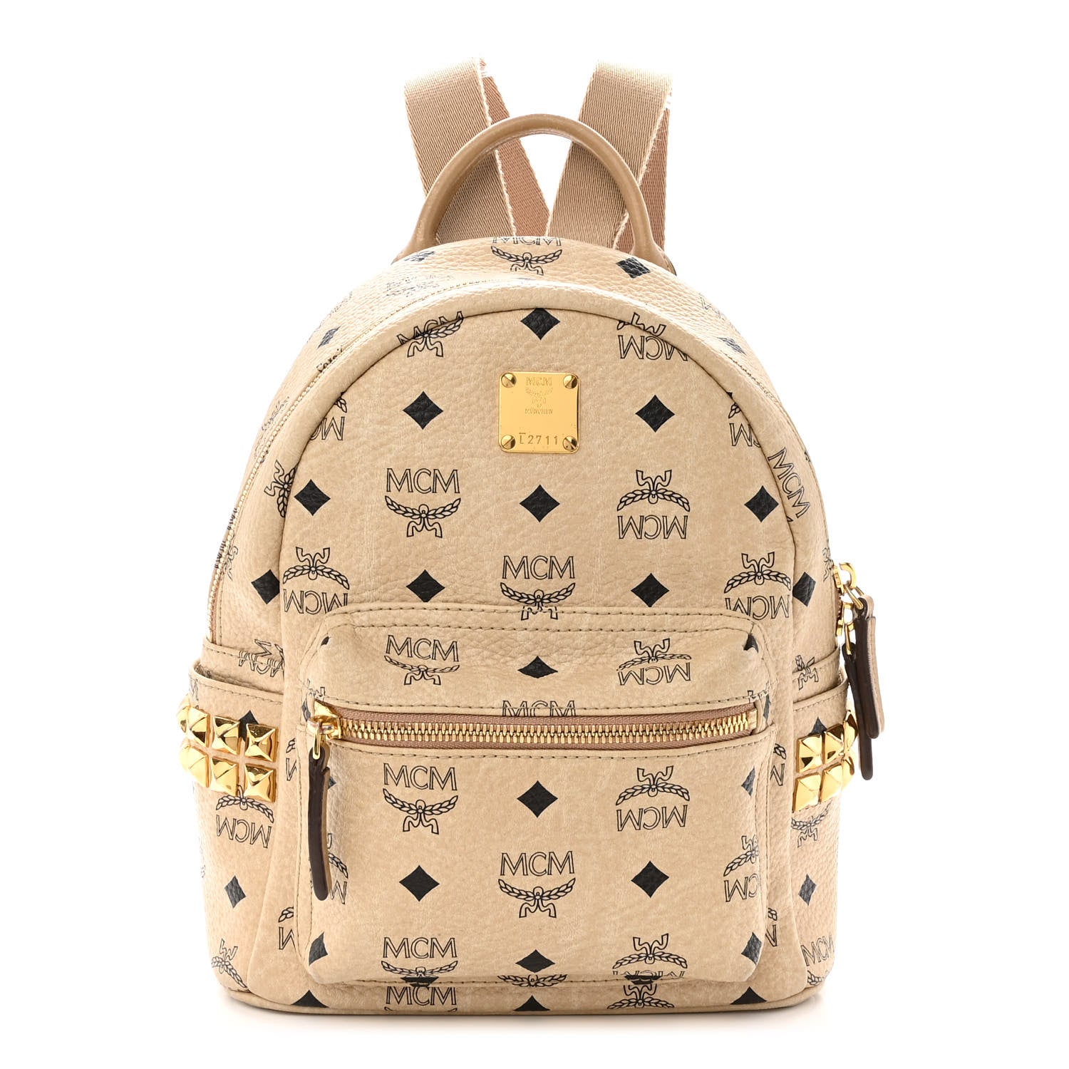 MCM Visetos Side Stud Mini Stark Backpack Beige 1 of 10