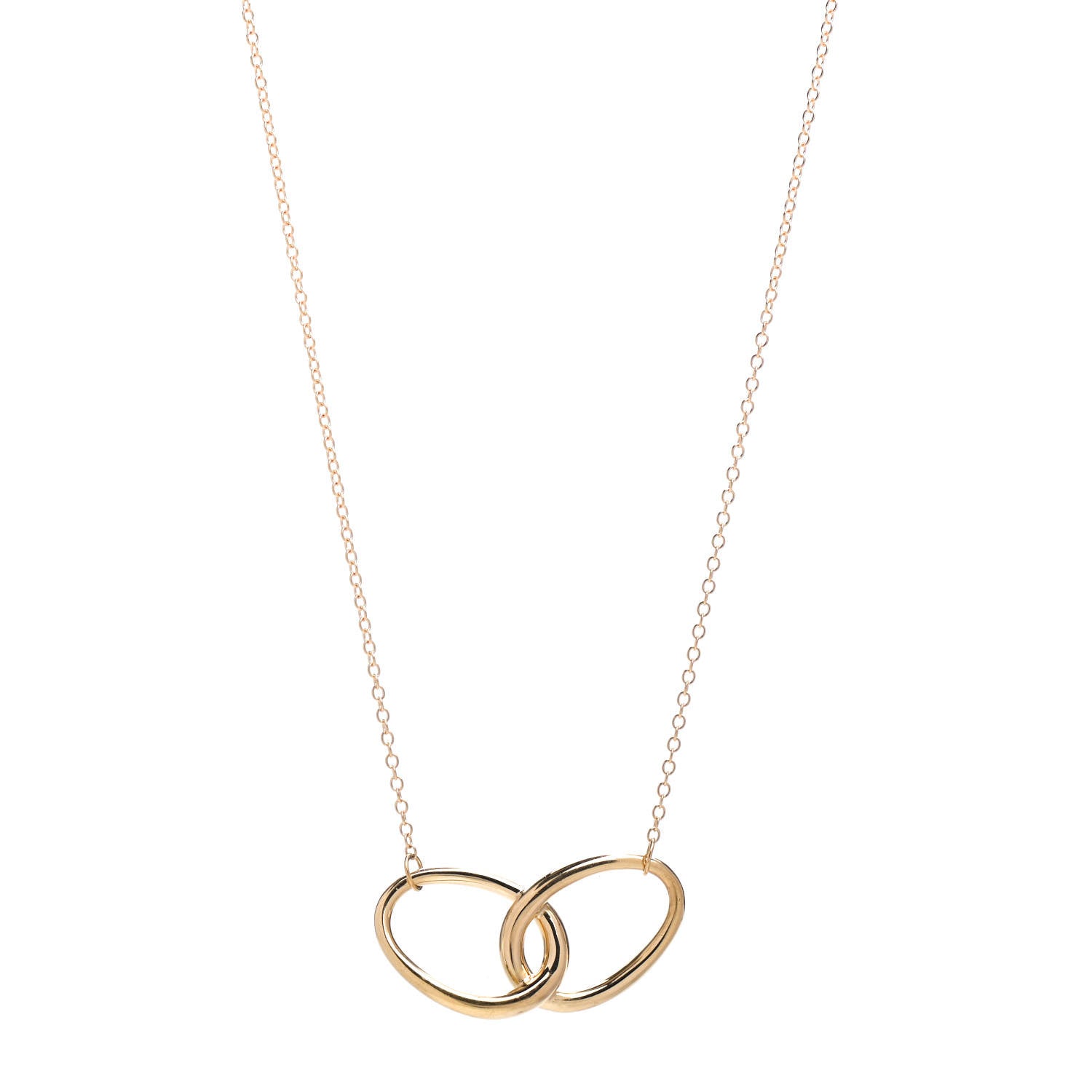 Tiffany 18K Yellow Gold Elsa Peretti Interlocking Ovals Pendant Necklace 1 of 4