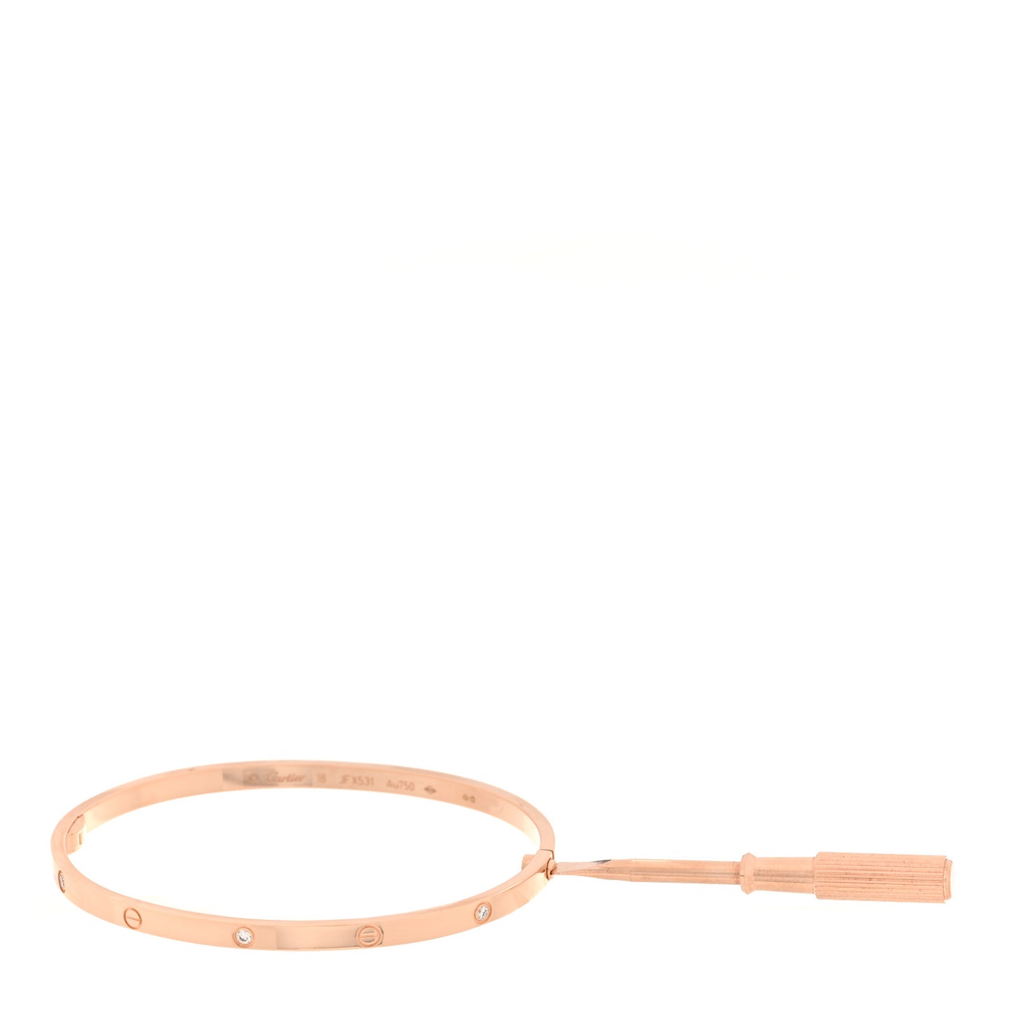 18K Pink Gold 6 Diamond Small LOVE Bracelet 18