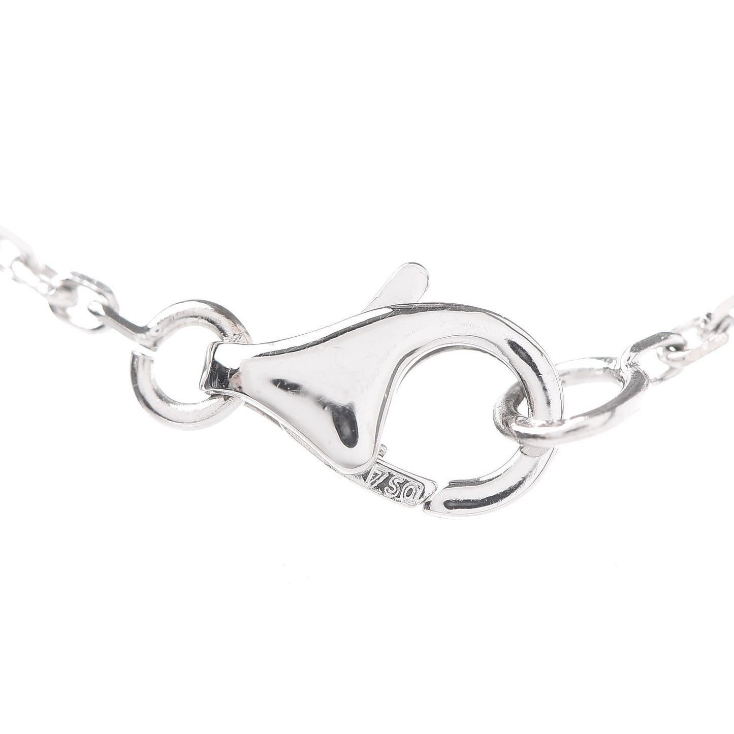 18K White Gold Diamond Vintage Alhambra Pendant Necklace