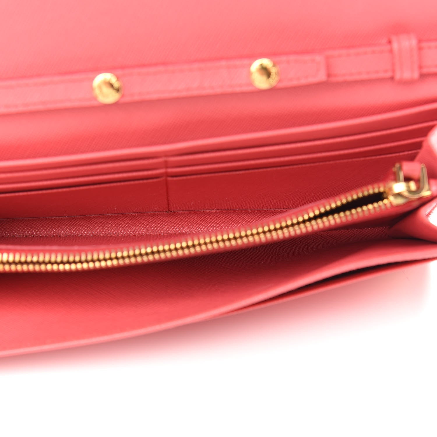Prada Saffiano Metal Oro Chain Wallet Fragola 5 of 9