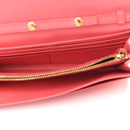 Prada Saffiano Metal Oro Chain Wallet Fragola 5 of 9