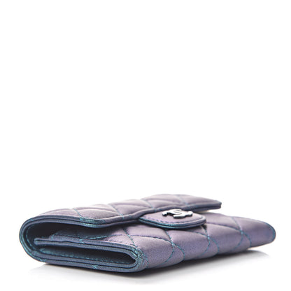 Chanel Iridescent Lambskin Quilted Flap Card Holder Turquoise 4 of 10