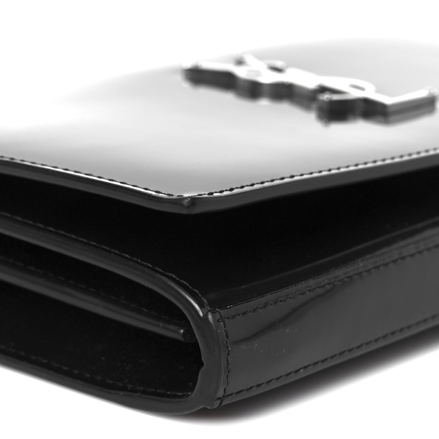 Saint Laurent Patent Calfskin Monogram Kate Wallet On Chain Black 8 of 9
