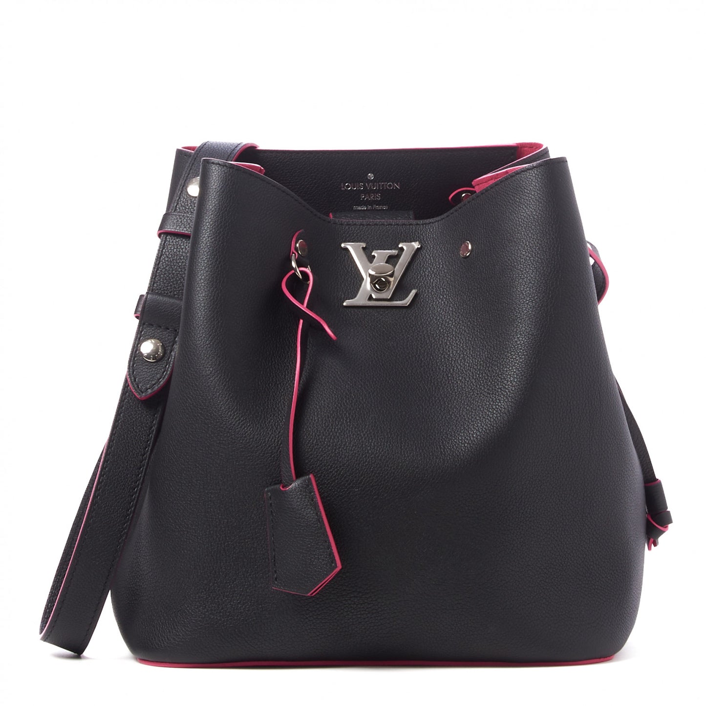 Calfskin Lockme Bucket Black