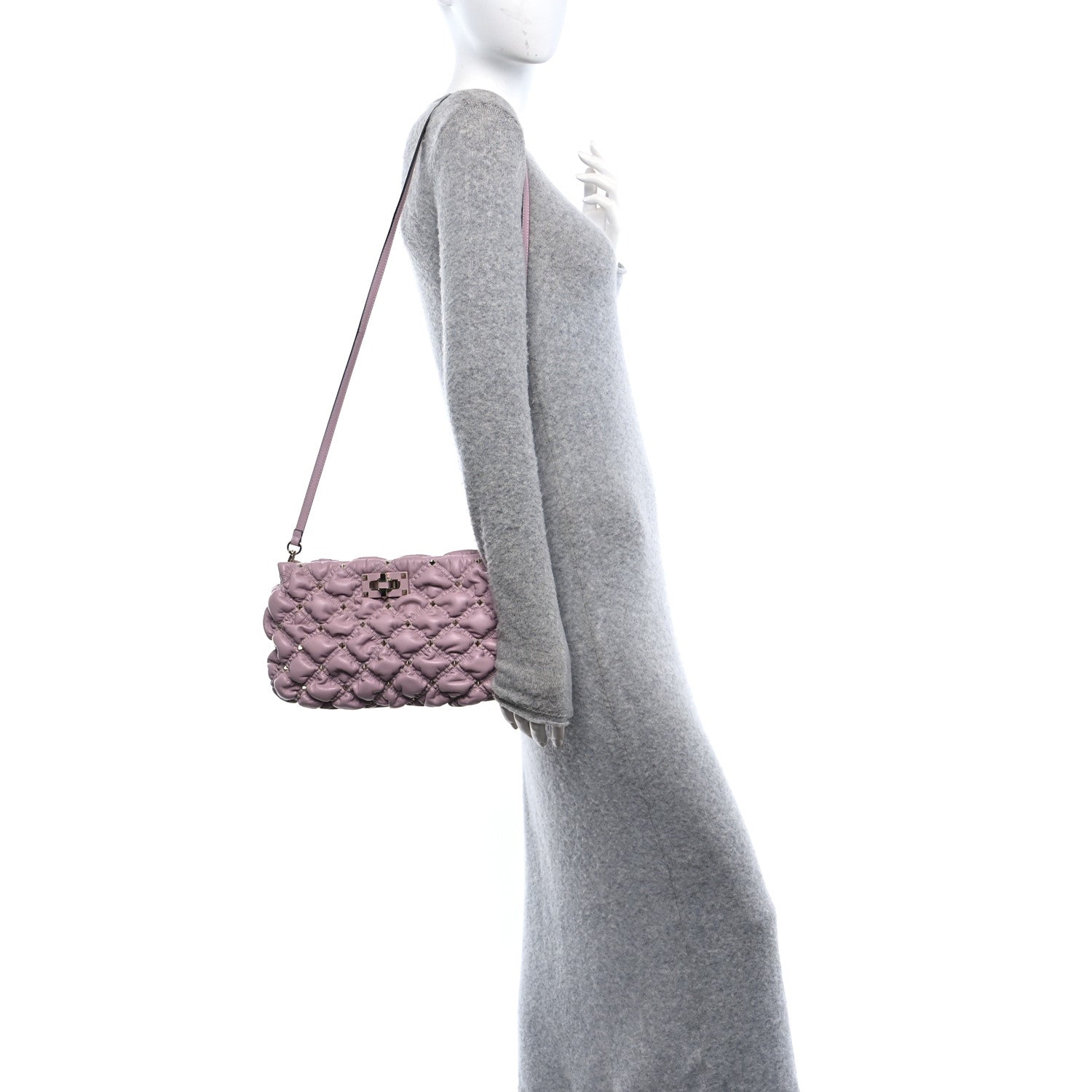 Valentino Garavani Nappa Spikeme Clutch Rose Quartz 2 of 9