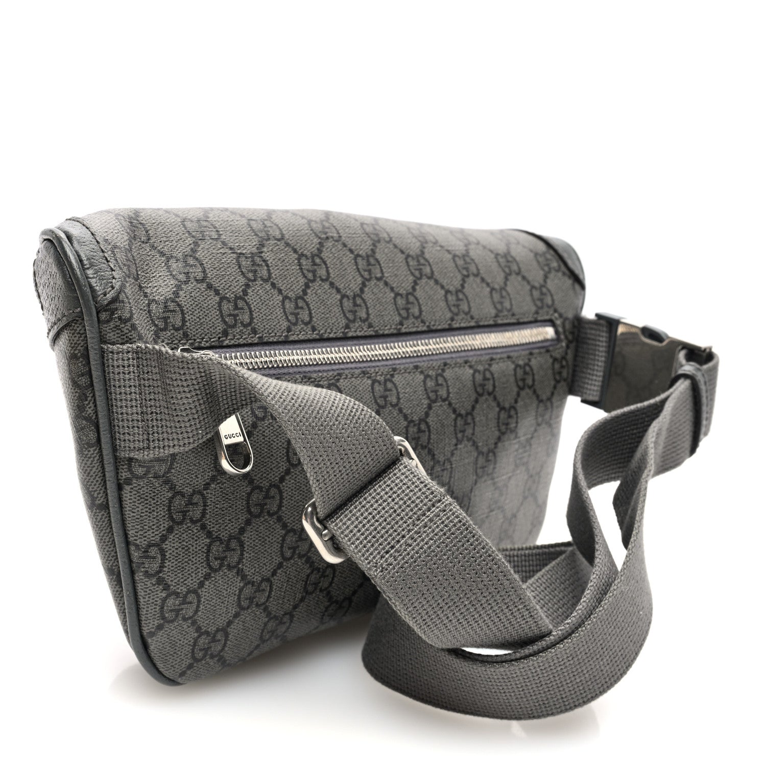 Gucci GG Supreme Monogram Textured Dollar Calfskin Ophidia Belt Bag Grey Black Graphite Grey 3 of 10