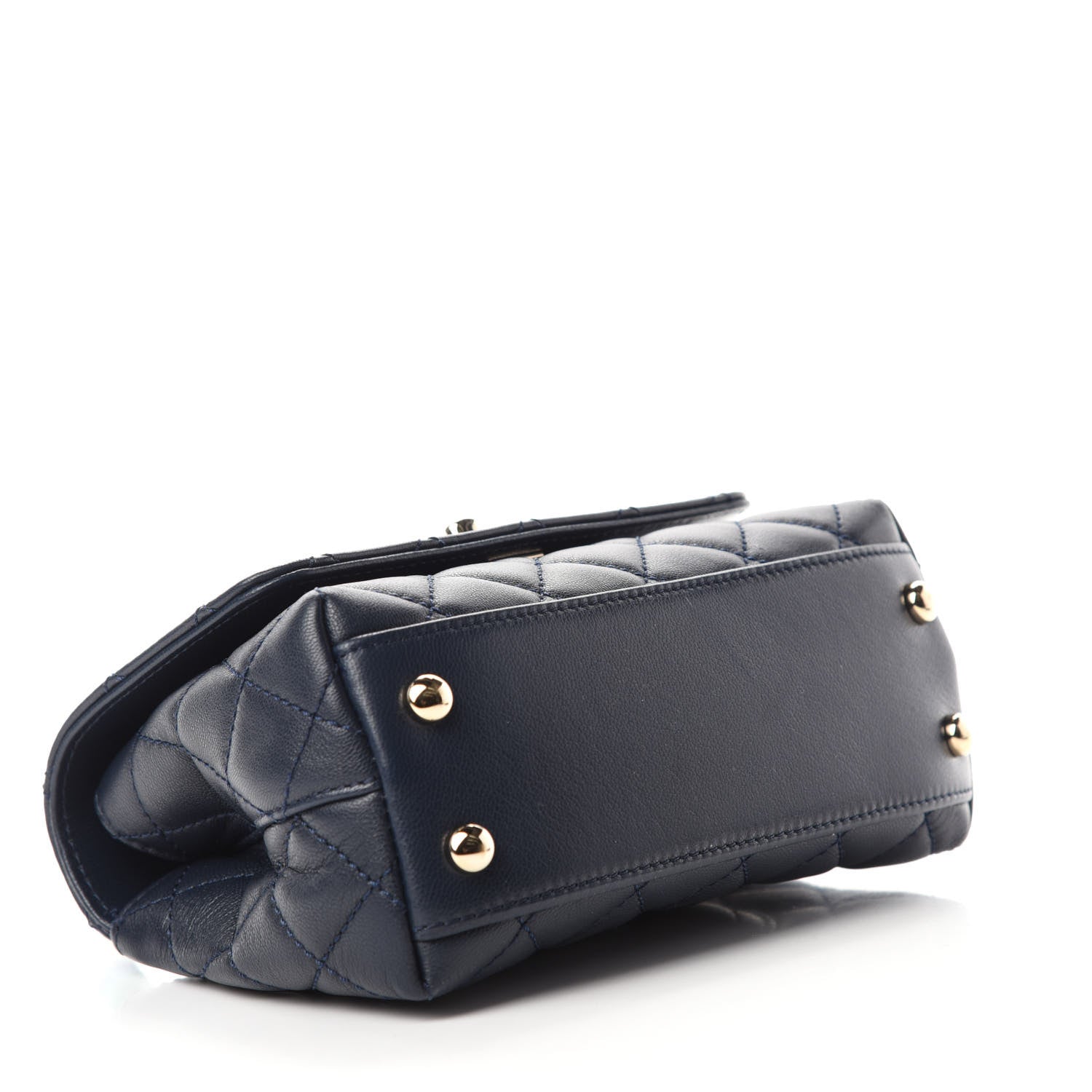 Chanel Goatskin Quilted Extra Mini Rainbow Coco Handle Flap Navy Blue 4 of 13