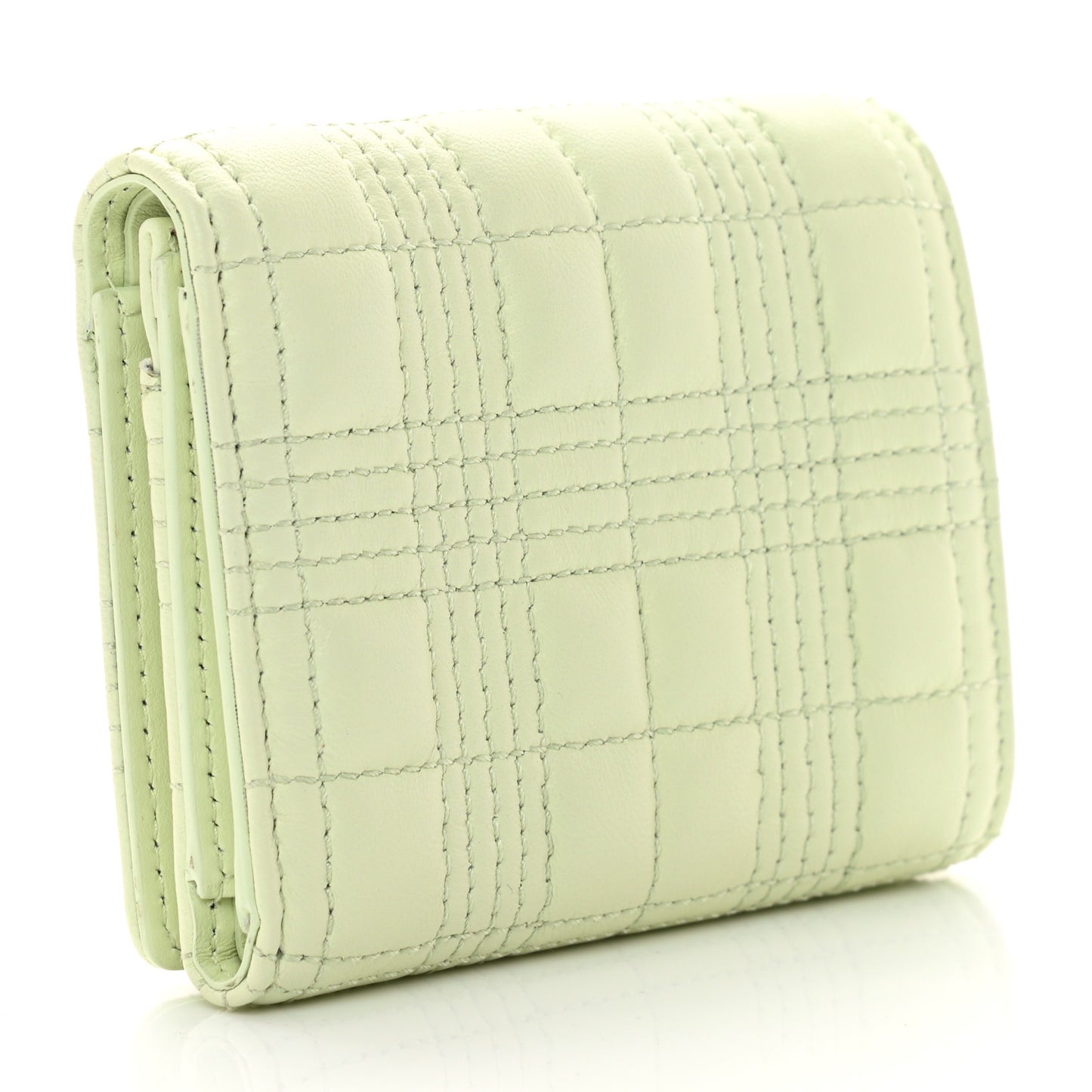 Lambskin Quilted Small Lola Folding Wallet Pistachio