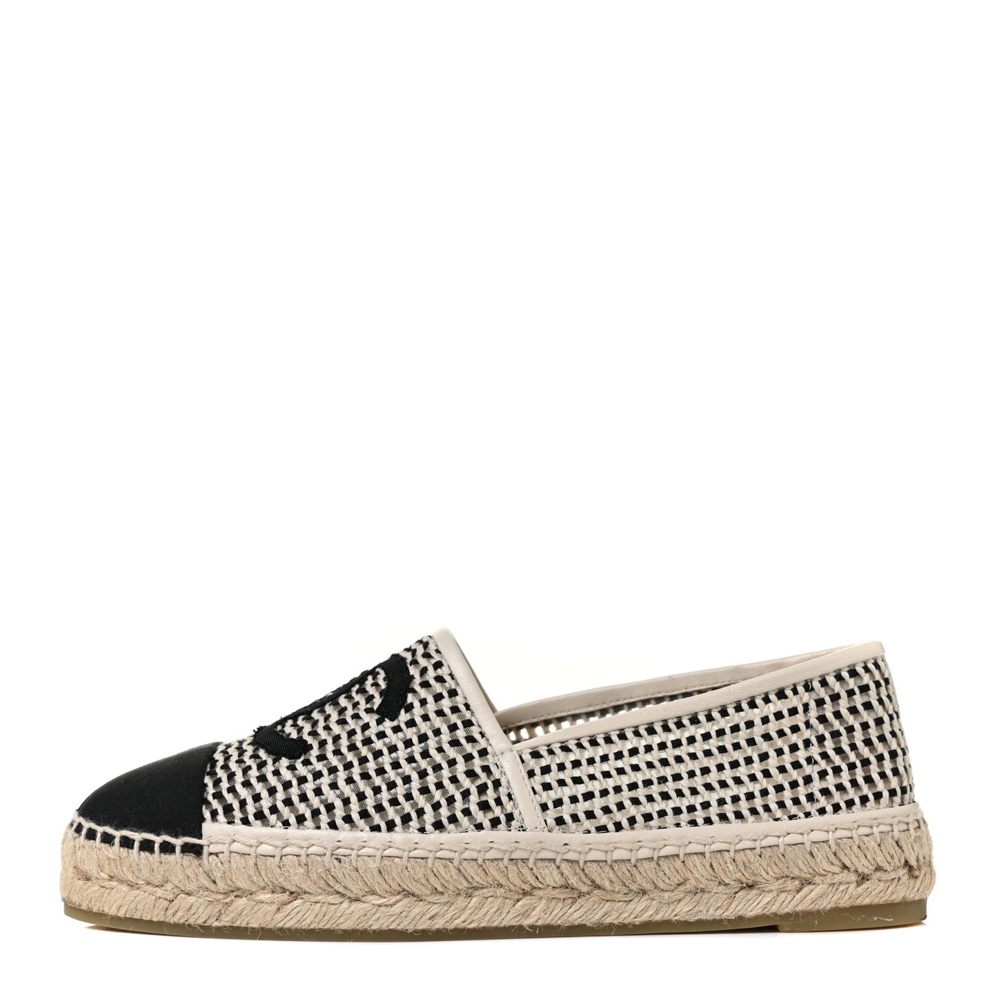Mesh Grosgrain CC Espadrilles 39 Beige Black