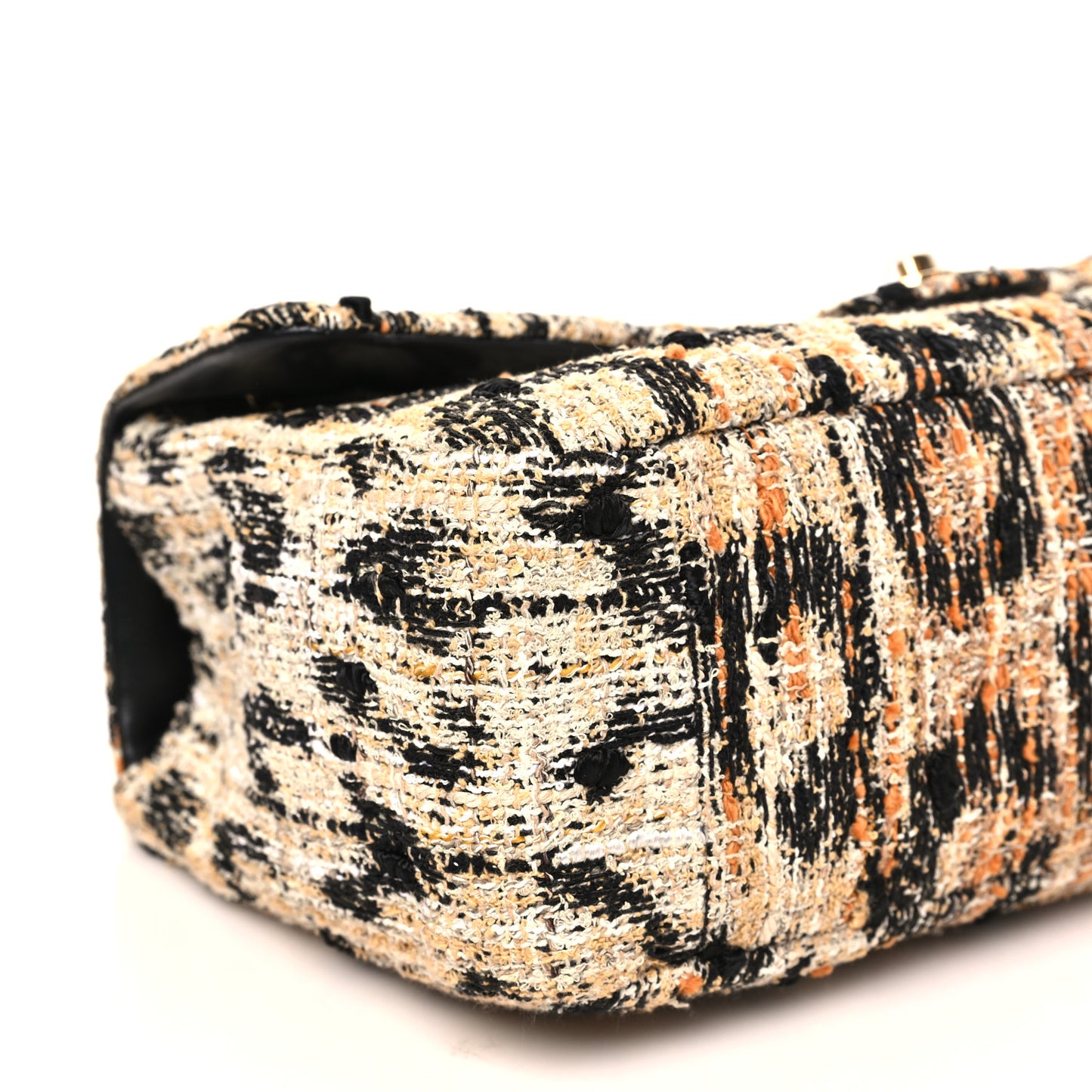 Tweed Mixed Fibers Leopard Print Small Souplissimo Maxi Flap Brown Black White