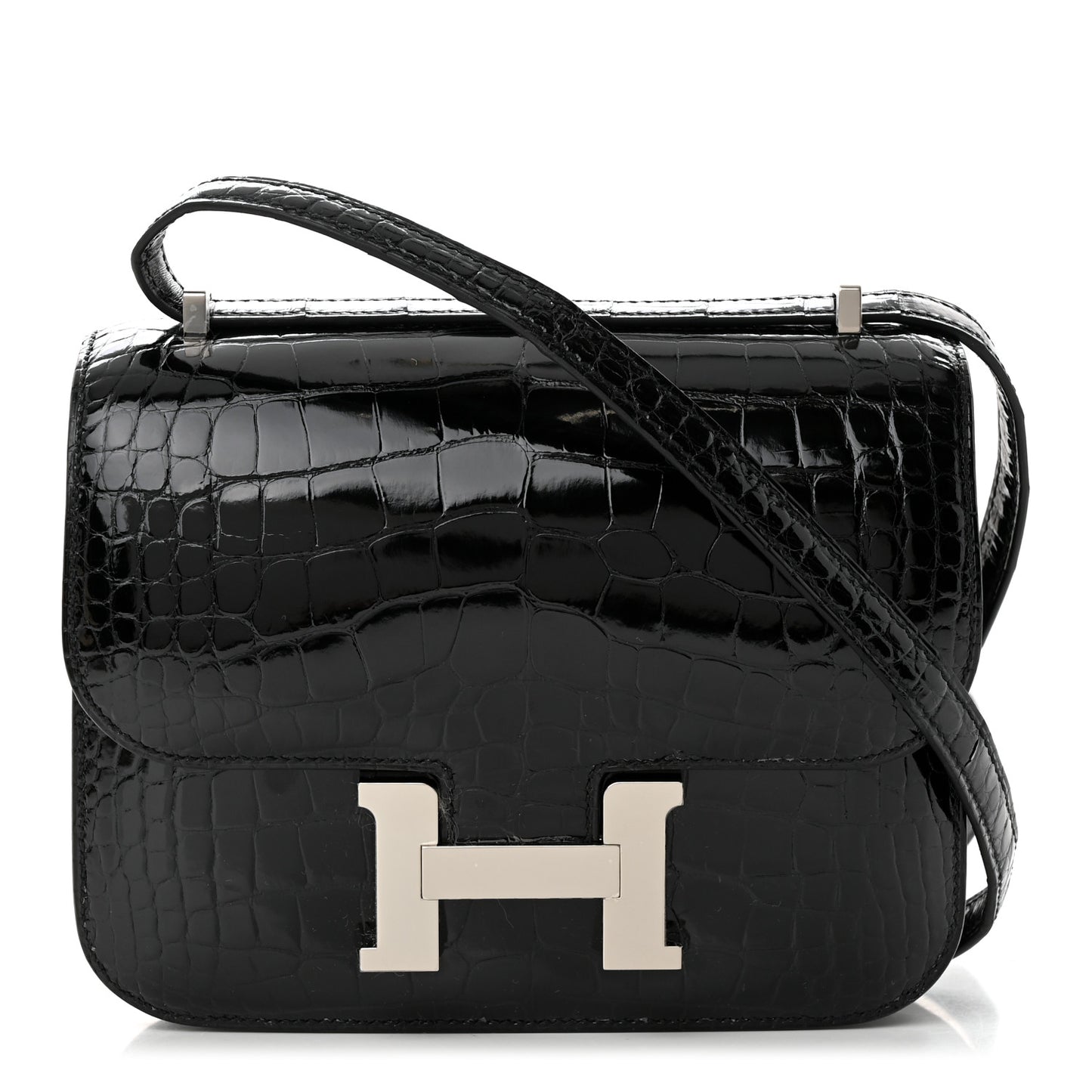 Shiny Alligator Constance 18 Black