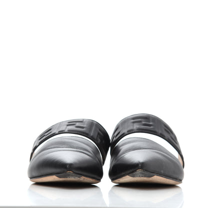 Fendi Vitello FF Embossed Flat Mules 36.5 Black 3 of 24