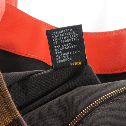 Fendi Pequin Vitello All In Shopper Tote Tobacco Papavero 10 of 10
