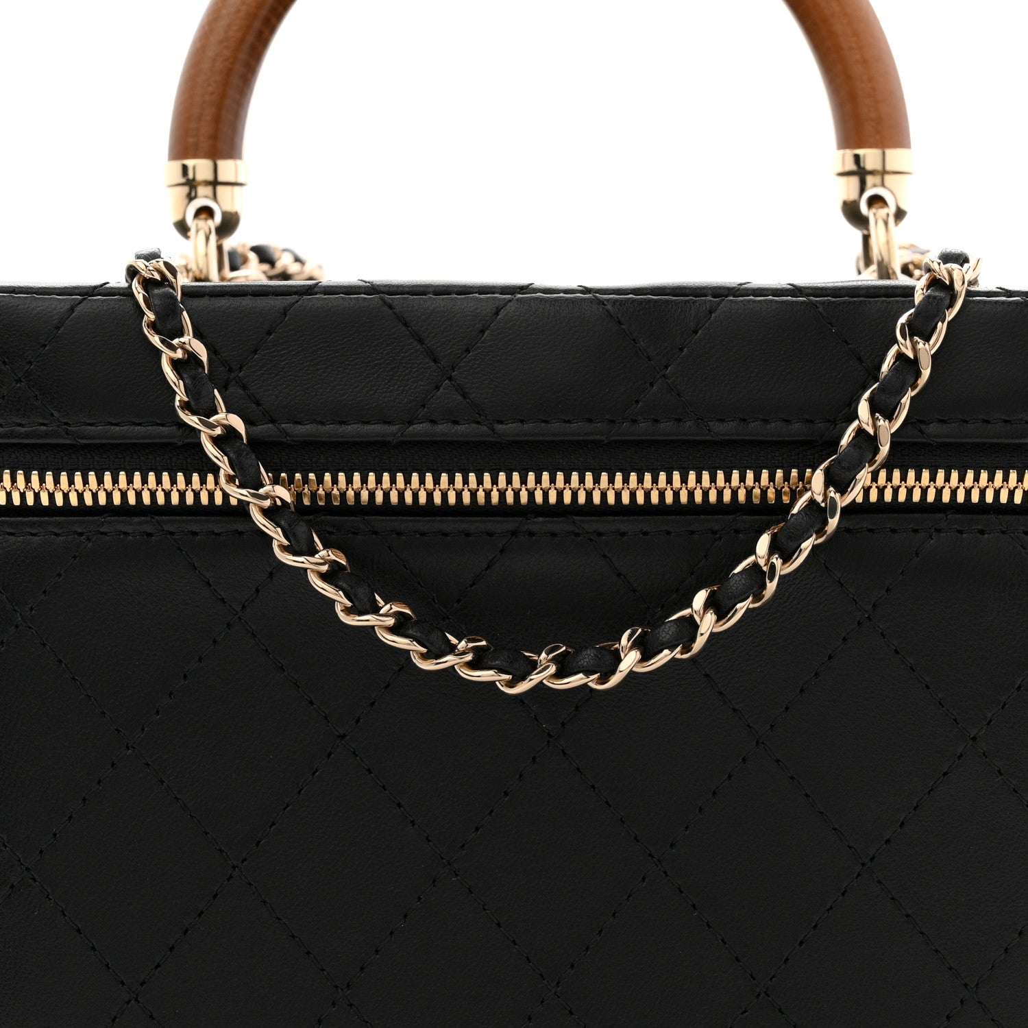 Chanel Lambskin Flat Quilted Knock On Wood Large Vanity Case Black 8 of 11