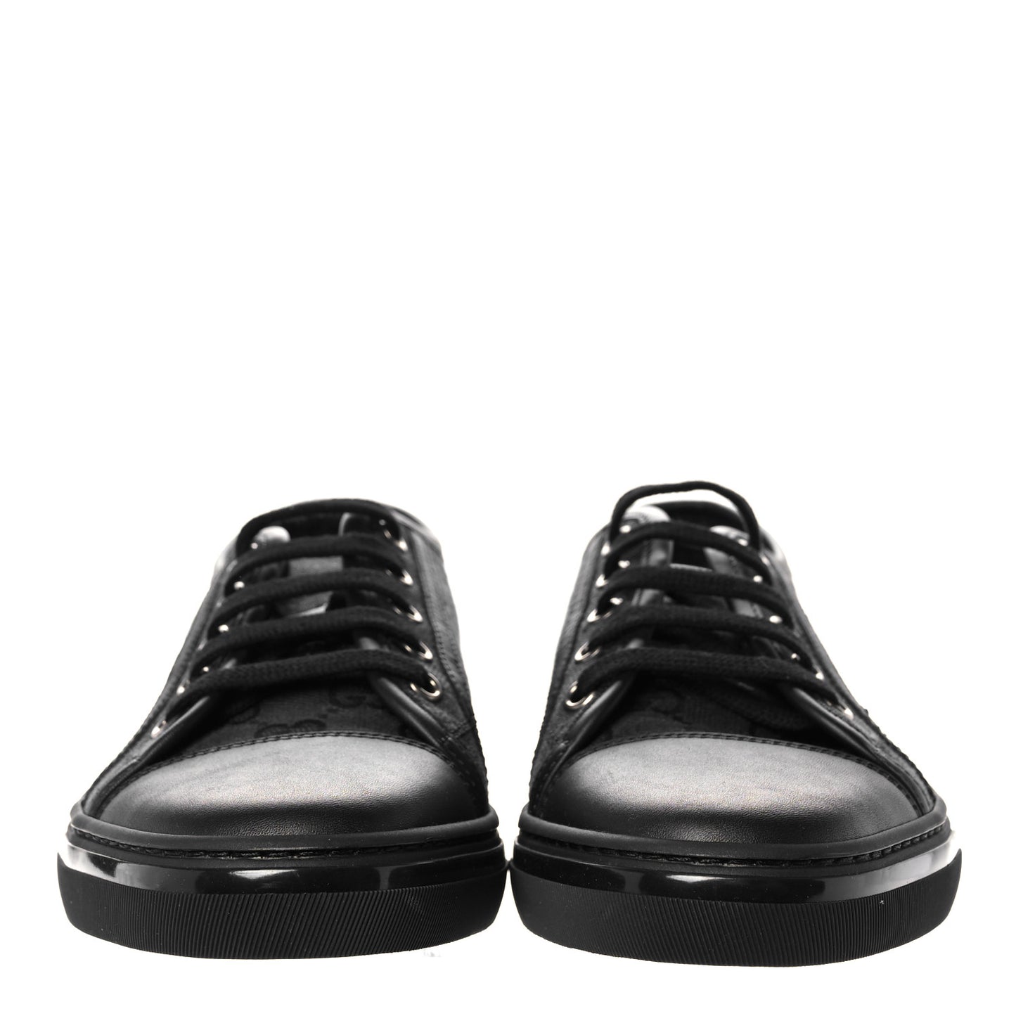 GG Monogram Calfskin Womens Low Top Sneakers 37 Piombo Black