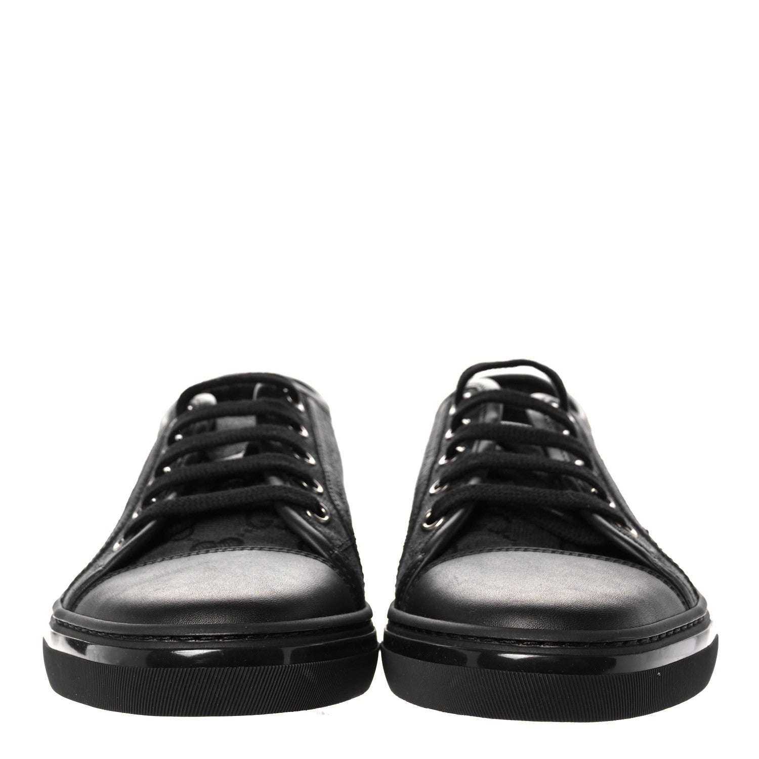 Gucci GG Monogram Calfskin Womens Low Top Sneakers 37 Piombo Black 2 of 7