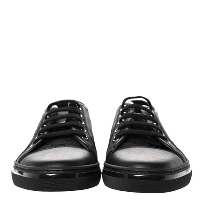 Gucci GG Monogram Calfskin Womens Low Top Sneakers 37 Piombo Black 2 of 7