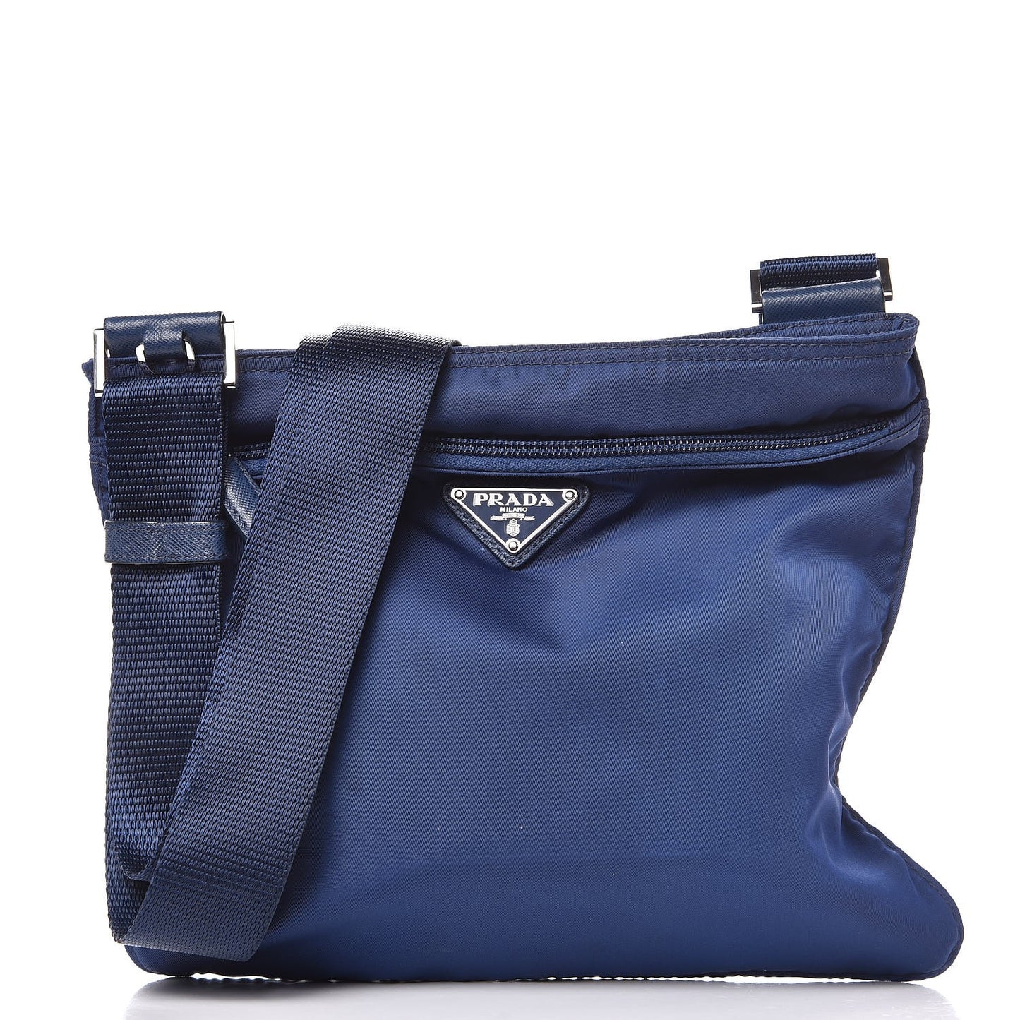 Nylon Vela Saffiano Flat Messenger Bag Royal