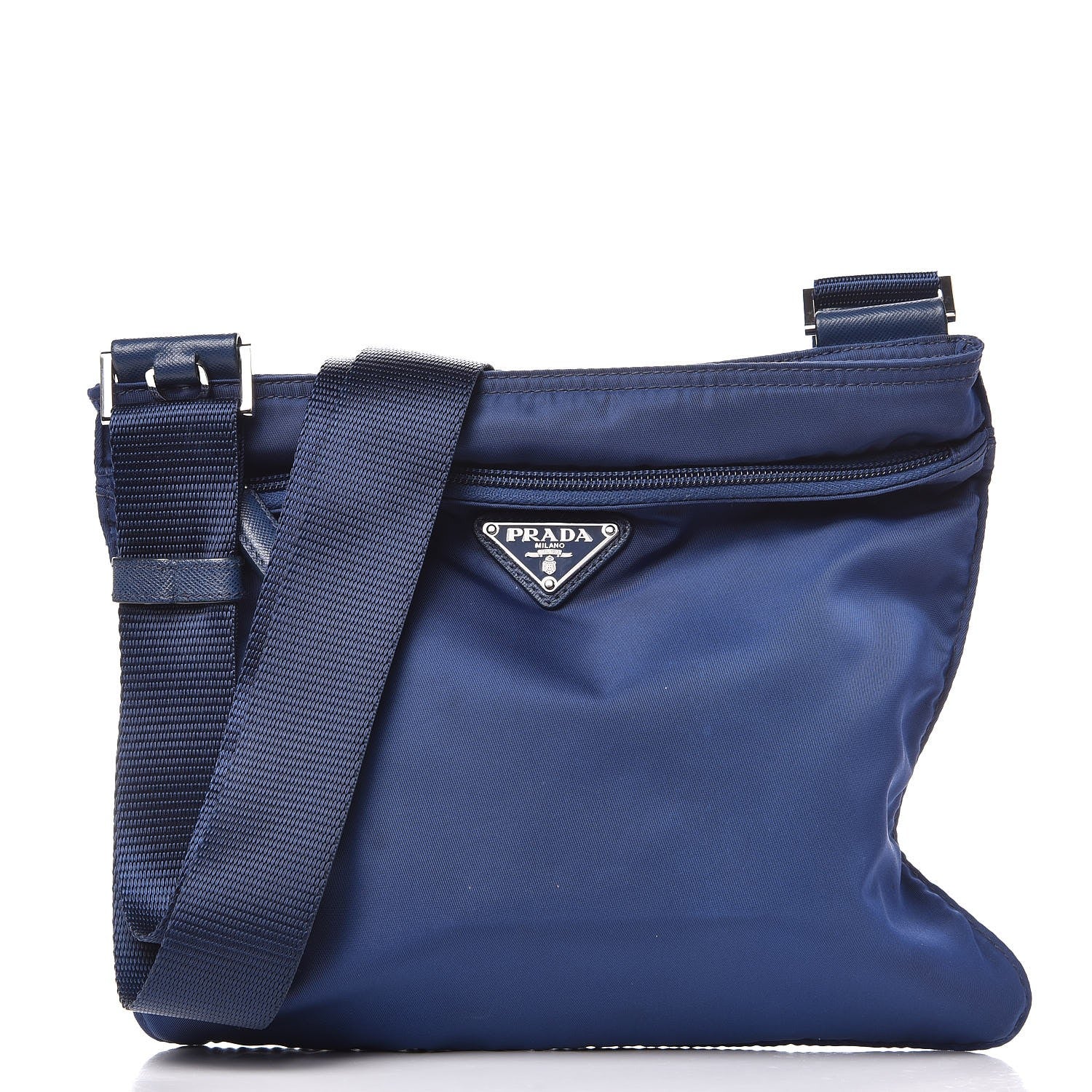 Prada Nylon Vela Saffiano Flat Messenger Bag Royal 1 of 5