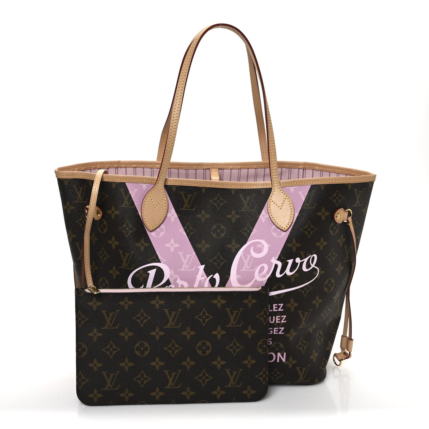 Monogram Porto Cervo V Neverfull MM Rose Ballerine