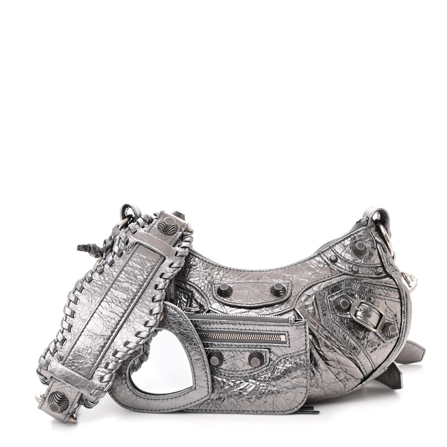 Balenciaga Metallic Agneau Arena Le Cagole Shoulder Bag XS Silver 3 of 11