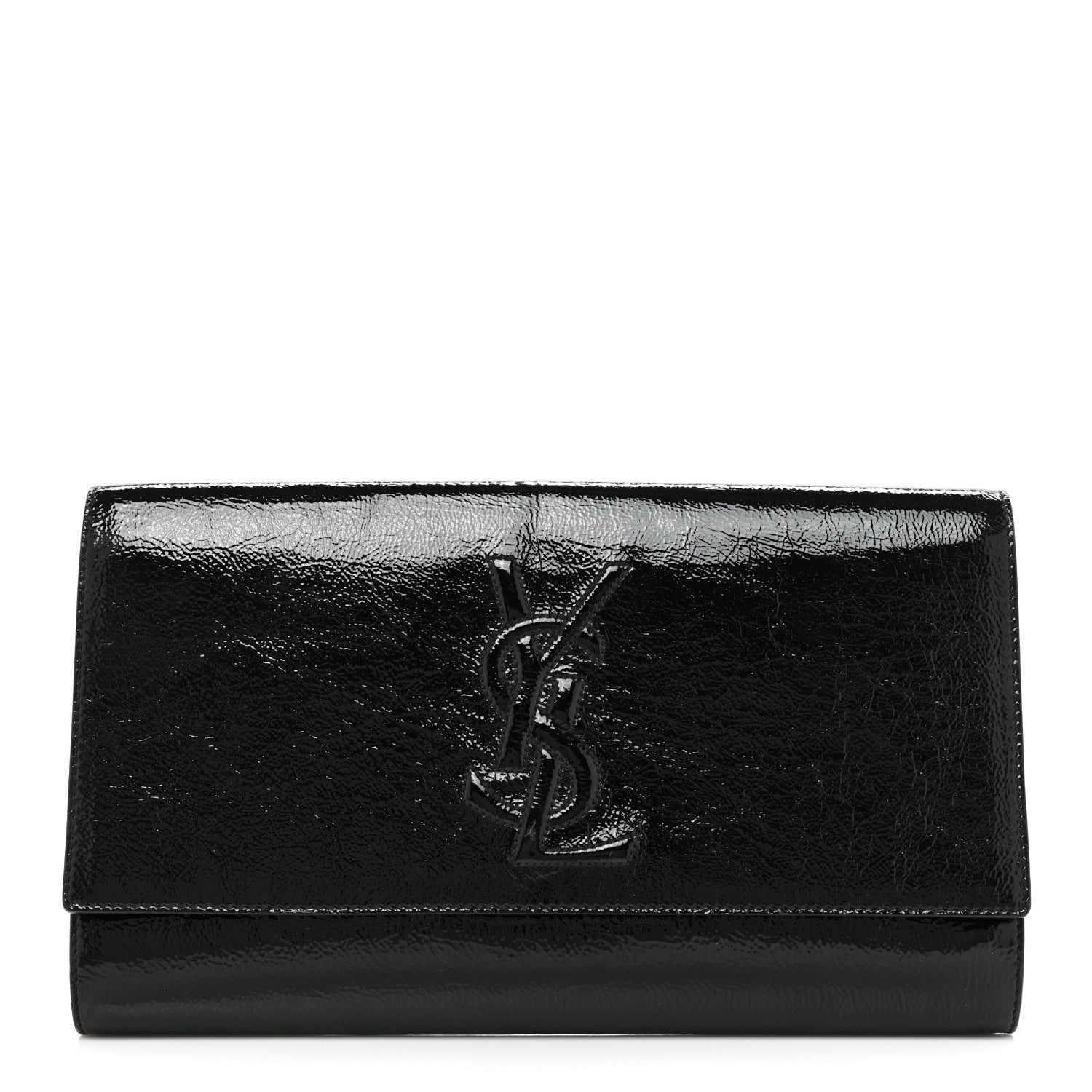 Saint Laurent Textured Patent Monogram Large Belle De Jour Clutch Black 1 of 9