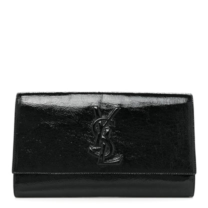 Saint Laurent Textured Patent Monogram Large Belle De Jour Clutch Black 1 of 9