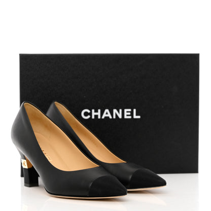 Chanel Lambskin Grosgrain Cap Toe CC Pumps 36.5 Black 10 of 10