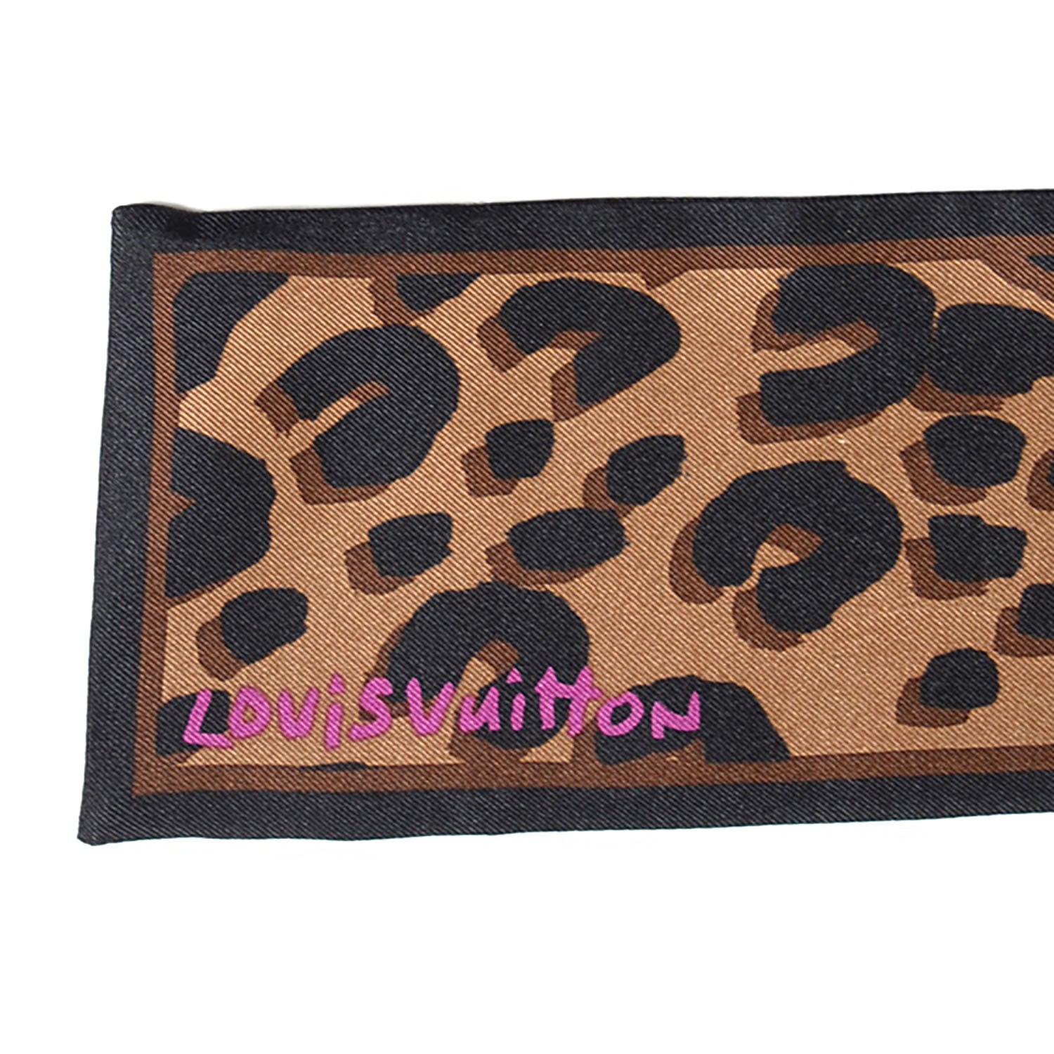 Louis Vuitton Silk Leopard Bandeau Scarf Marron 3 of 5
