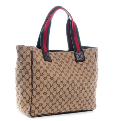 Gucci GG Monogram Medium Web Handle Double Pocket Tote Brown 3 of 7