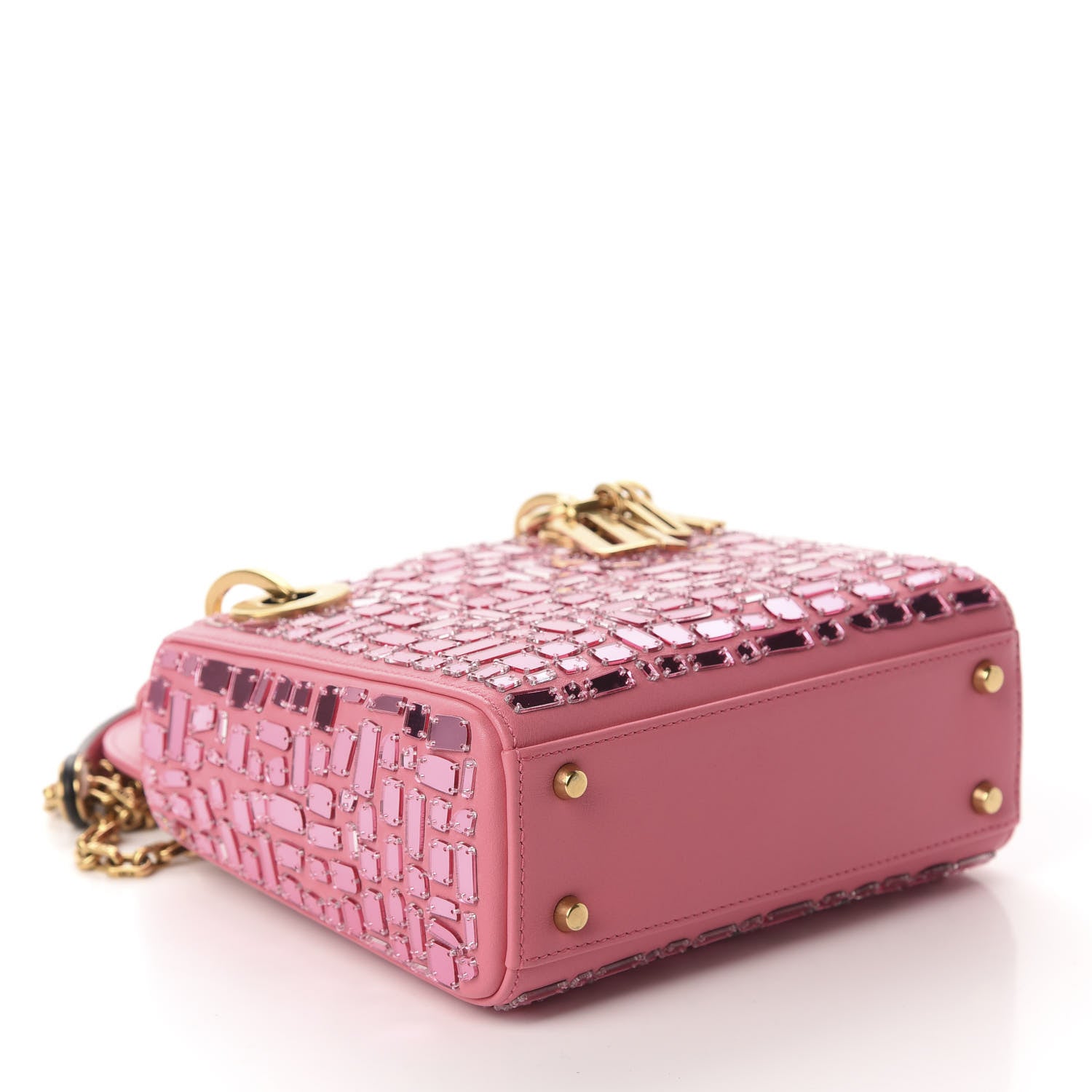 Christian Dior Smooth Calfskin Embroidered Mini Mosaic of Mirrors Lady Dior Pink 4 of 11