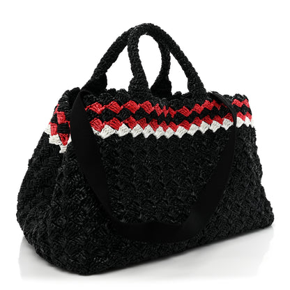 Prada Raffia Crochet Giardiniera Tote Black 3 of 10