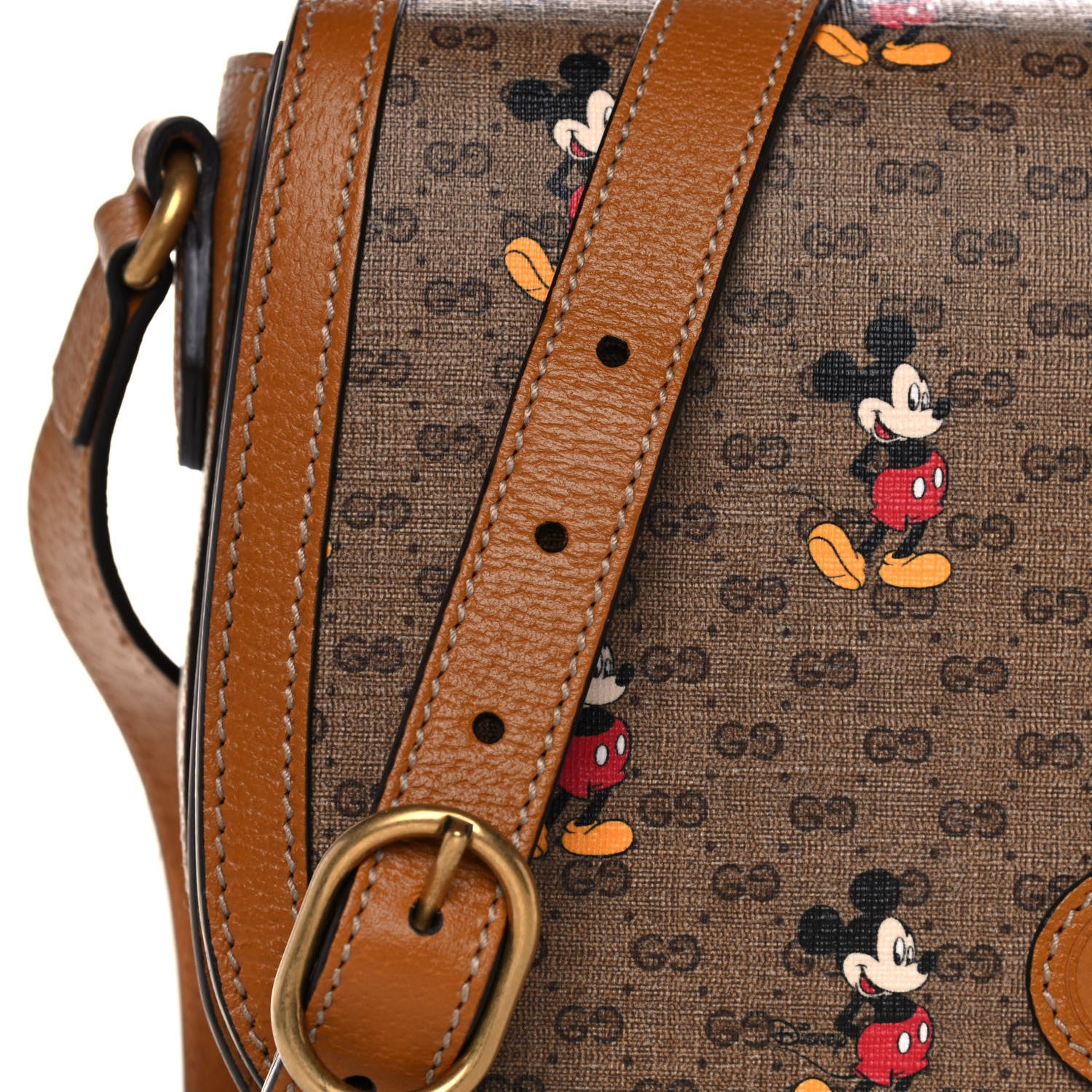 Gucci X DISNEY Mini Vintage GG Supreme Monogram Mickey Mouse Small Flap Messenger Bag Beige Vintage Sun Oil 10 of 15