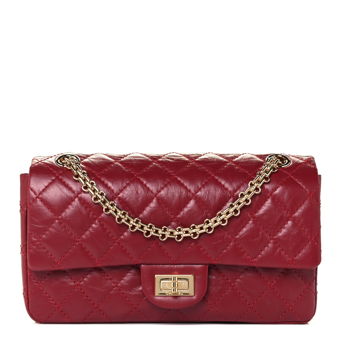 Aged Calfskin Quilted 2.55 Reissue 225 Flap Red