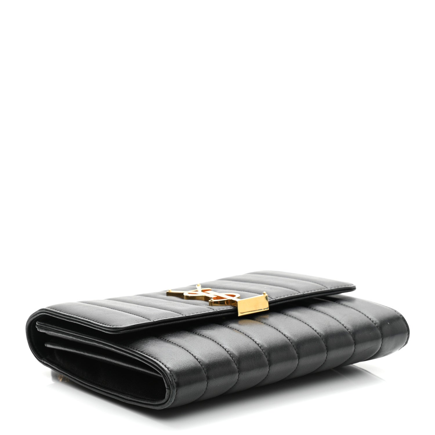Saint Laurent Lambskin Matelasse Monogram Vicky Chain Wallet Black 4 of 11