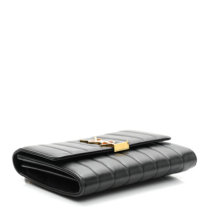 Saint Laurent Lambskin Matelasse Monogram Vicky Chain Wallet Black 4 of 11
