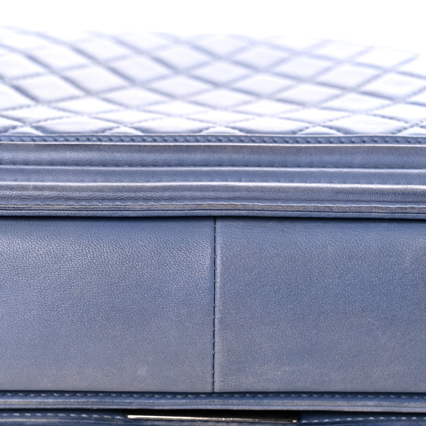 Lambskin Quilted Large Boy Flap Light Blue