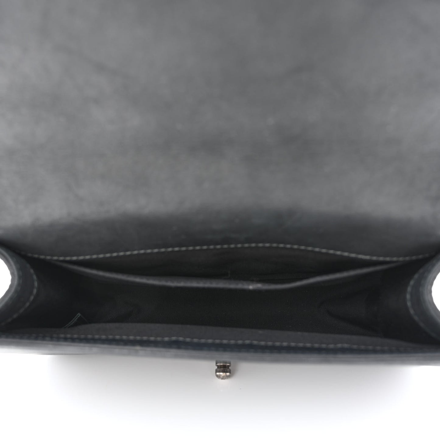 Iridescent Calfskin Embellished Double Stitch Medium Boy Flap Black